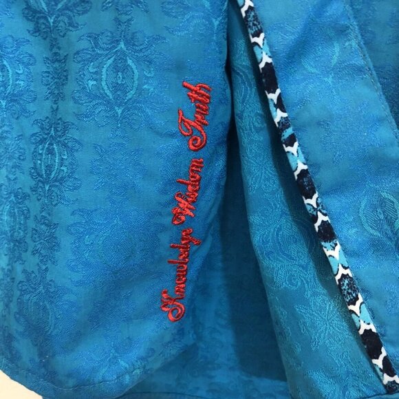 Robert Graham Mens 3XL Blue Jacquard Button-Up Shirt Contrast Flip Cuffs Collar - Picture 4 of 8